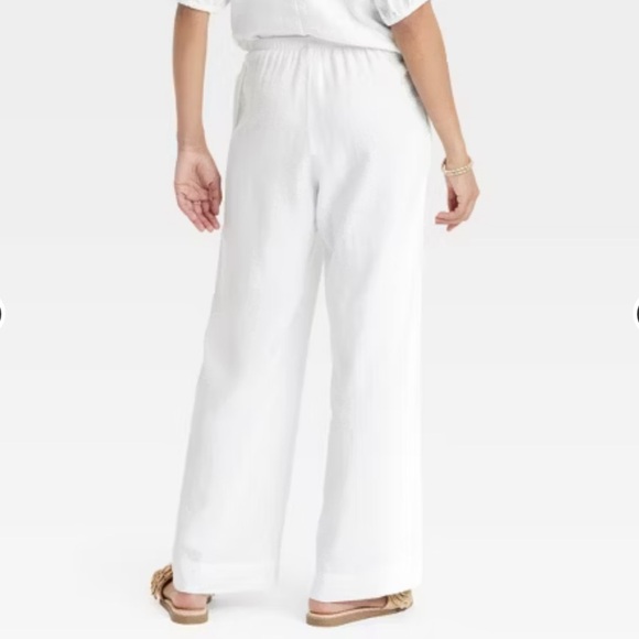 A New Day Woman’s White Mid rise Wide Leg Lightweight Linen Pants Size Medium - Picture 11 of 12